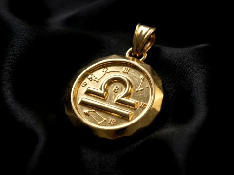 Libra Faceted Zodiac Medallion Pendant 3D Принт Модель
