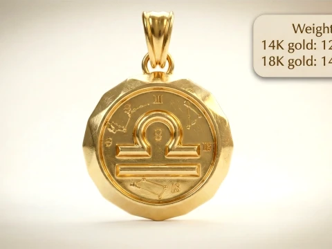 Libra Faceted Zodiac Medallion Pendant 3D Print Model