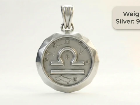 Libra Faceted Zodiac Medallion Pendant 3D Print Model