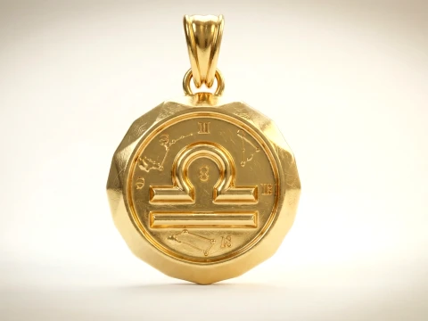 Libra Faceted Zodiac Medallion Pendant 3D Print Model