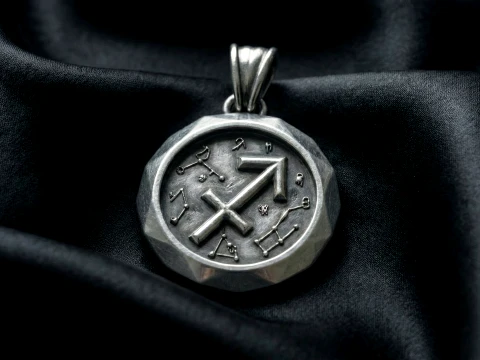 Sagittarius Faceted Zodiac Medallion Pendant 3D Принт Модель