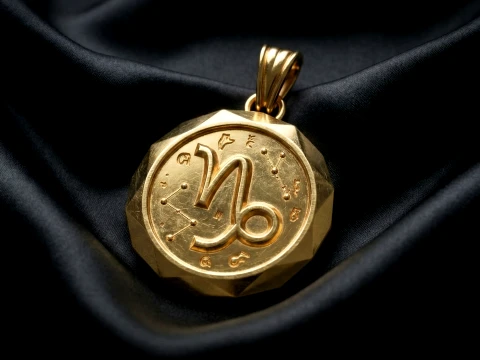 Capricorn Faceted Zodiac Medallion Pendant 3D Принт Модель