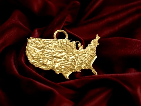 USA Topographic Map Pendant 3D Принт Модель