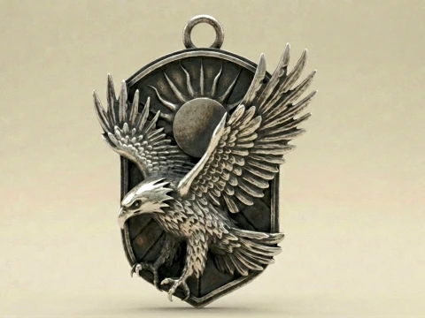 Eagle Sun Flight Pendant 3D Print Model