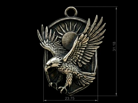Eagle Sun Flight Pendant 3D Print Model