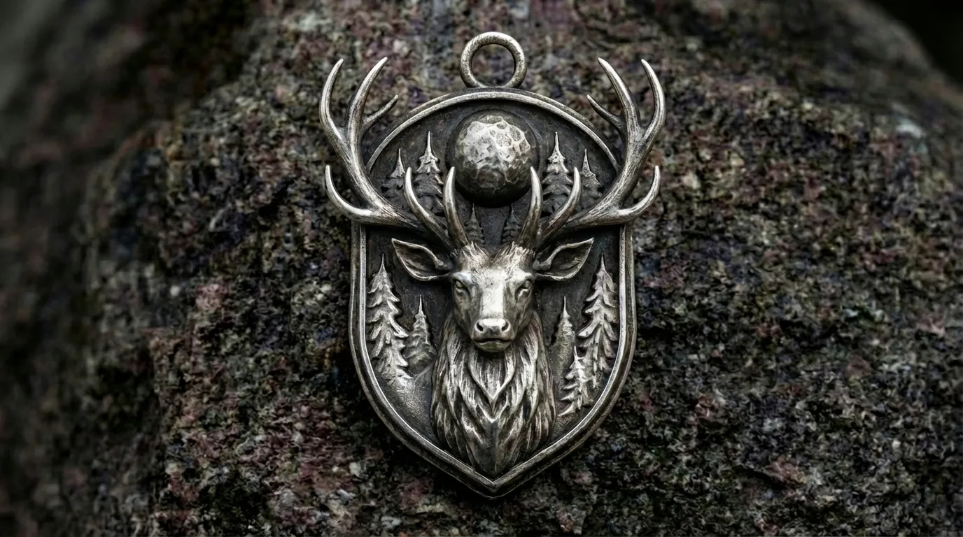 Deer Forest Crest Pendant 3D Print Model .c4d .max .obj .3ds .fbx .stl .blend 