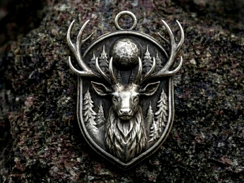 Deer Forest Crest Pendant 3D Принт Модель