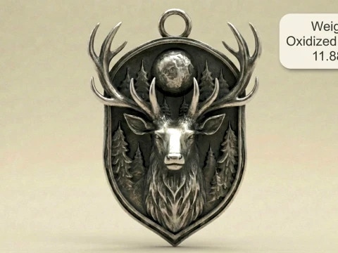 Deer Forest Crest Pendant 3D Print Model