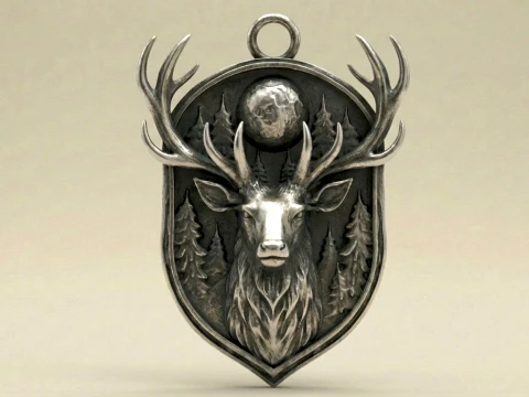 Deer Forest Crest Pendant 3D Print Model