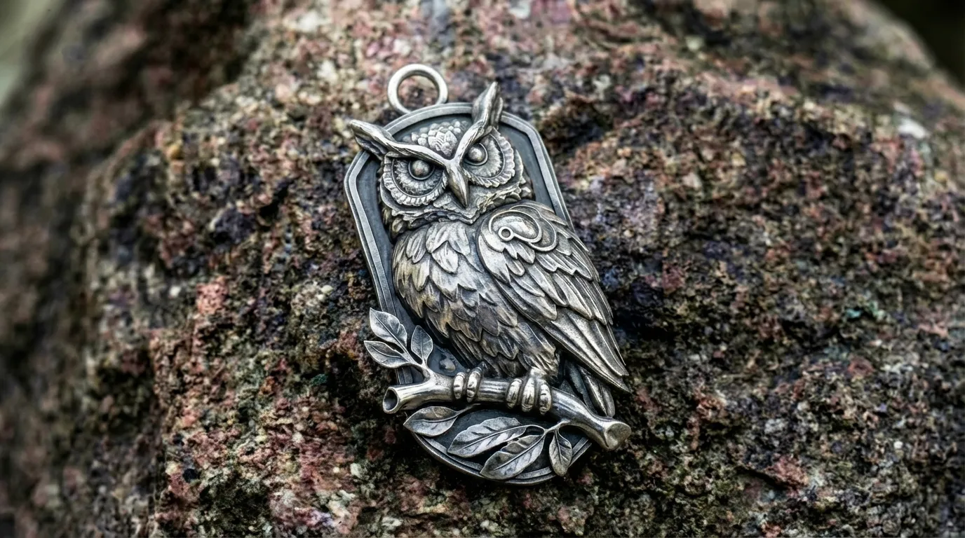 Owl Night Guardian Pendant 3D Print Model .c4d .max .obj .3ds .fbx .stl .blend 