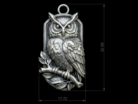 Owl Night Guardian Pendant 3D Print Model