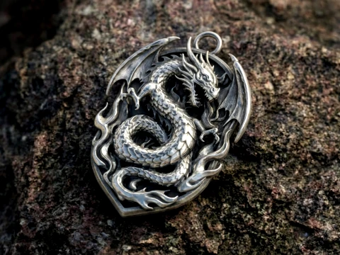 Dragon Fire Wing Pendant 3D Print Model