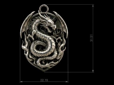Dragon Fire Wing Pendant 3D Print Model