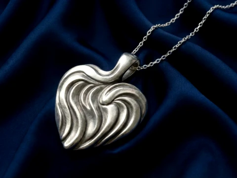 Heart Curved Ripple Heart 3D Print Model