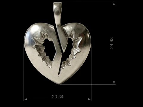 Heart Jagged Edge Silhouette 3D Print Model