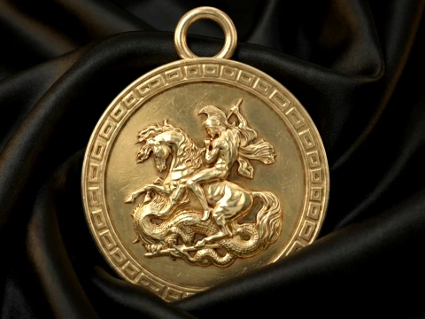 Dragon Saint George Medallion Pendant 3D Принт Модель