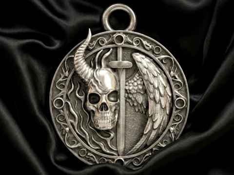 Skull Heaven Hell Duality Medallion 3D Принт Модель