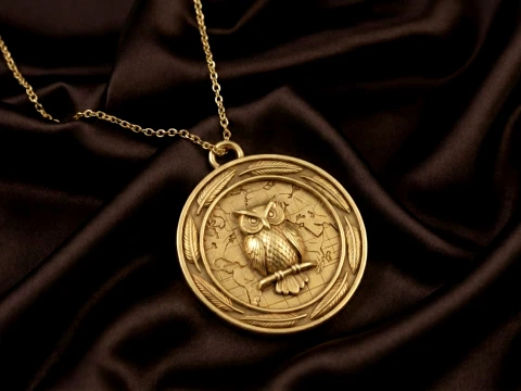 Owl Wisdom of the World Medallion 3D Принт Модель