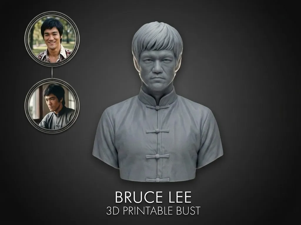 Bruce Lee 3D Printable Bust 3D Print Model .c4d .max .obj .3ds .fbx .stl .blend 
