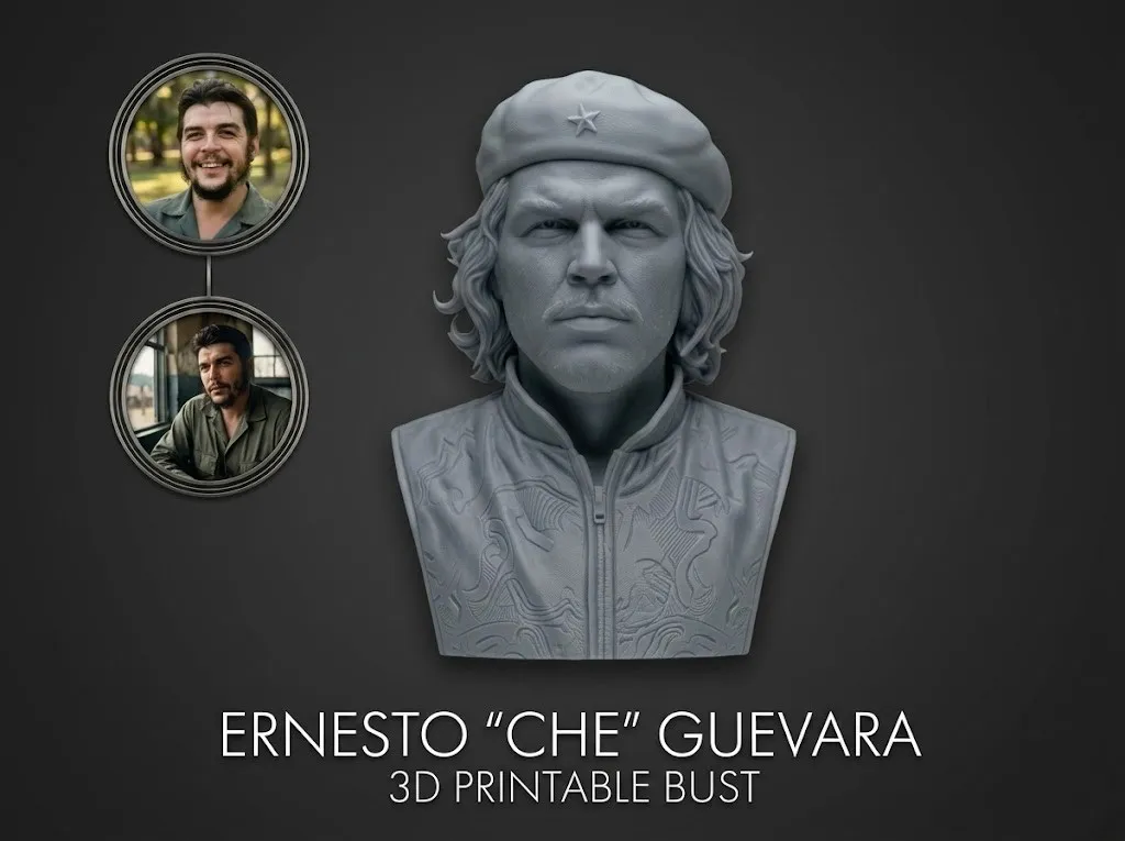 Ernesto Che Guevara 3D Printable Bust 3D Print Model .c4d .max .obj .3ds .fbx .stl .blend 