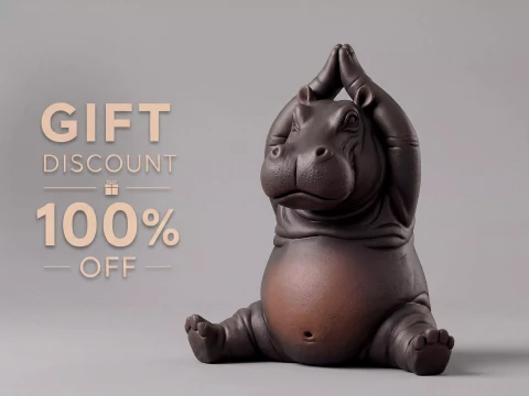 Hippo Figurine 3D Print Model 3D Print Model