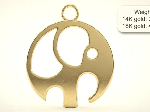 Minimalistic Elephant Cutout Circle Pendant 3D Print Model