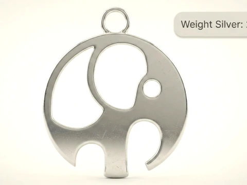 Minimalistic Elephant Cutout Circle Pendant 3D Print Model