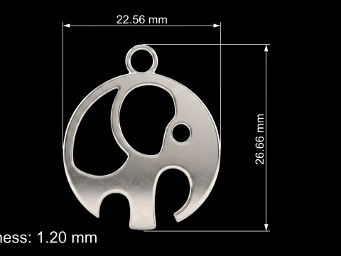 Minimalistic Elephant Cutout Circle Pendant 3D Print Model