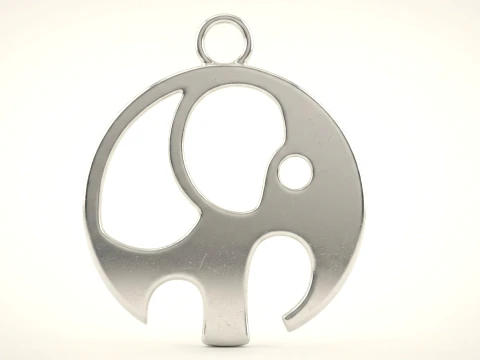 Minimalistic Elephant Cutout Circle Pendant 3D Print Model