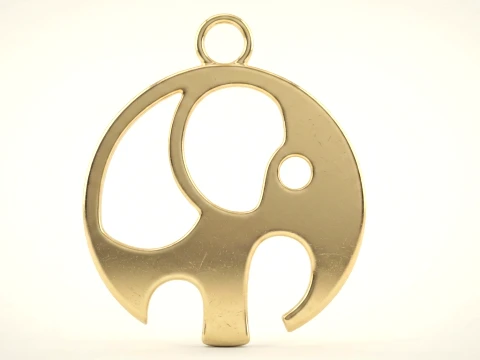 Minimalistic Elephant Cutout Circle Pendant 3D Print Model