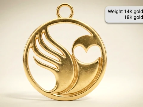 Minimalistic Owl Circle Silhouette Pendant 3D Print Model