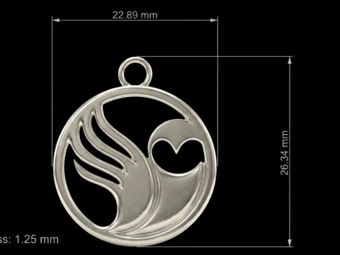 Minimalistic Owl Circle Silhouette Pendant 3D Print Model