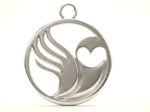 Minimalistic Owl Circle Silhouette Pendant 3D Print Model