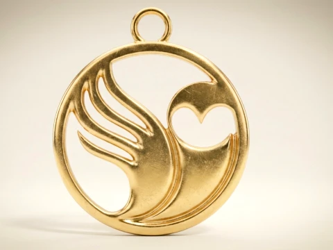 Minimalistic Owl Circle Silhouette Pendant 3D Print Model