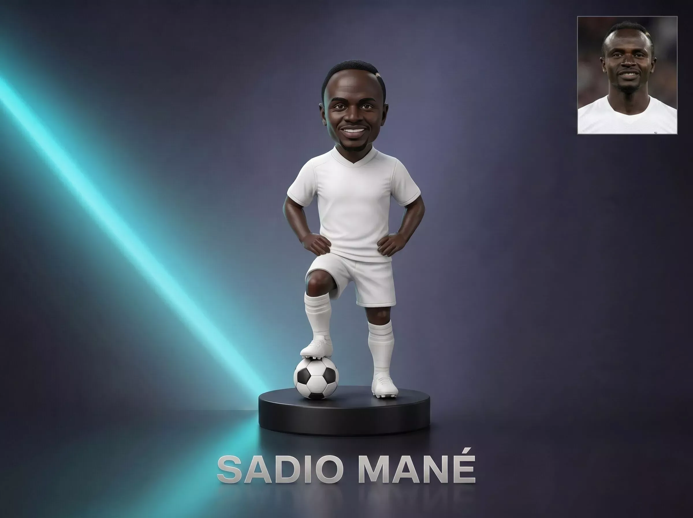 Sadio Mane Footballer Figurine 3D Print Model 3D Print Model .c4d .max .obj .3ds .fbx .stl .blend 