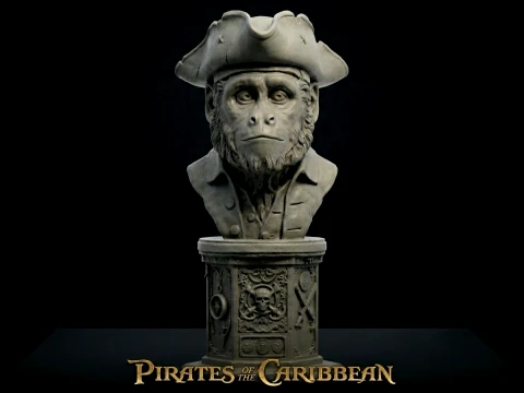 Bust Jack the Monkey Pirates of the Caribbean 3D print model 3D Print Model