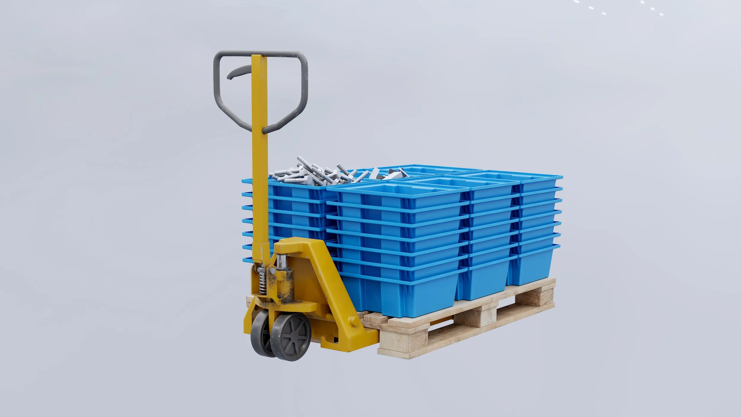 Hand Pallet Truck 3D Model .c4d .max .obj .3ds .fbx .stl .blend 