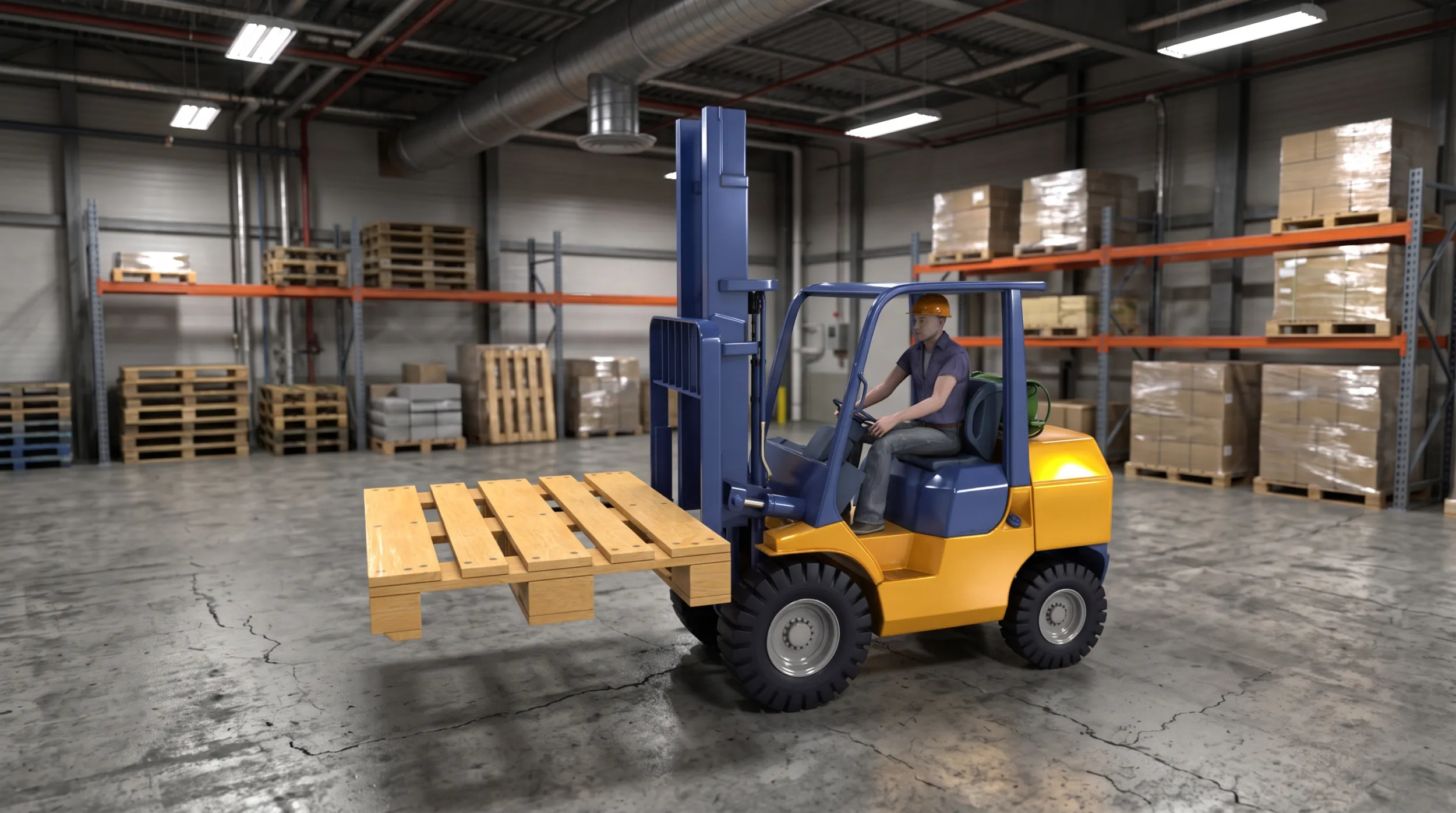 Forklift with Driver 3D Model .c4d .max .obj .3ds .fbx .stl .blend 