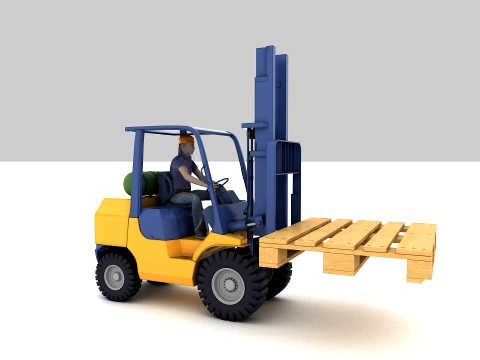 Forklift with Driver 3D Model