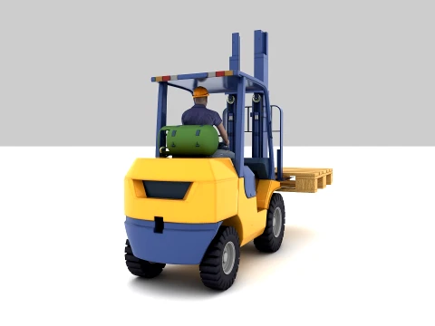Forklift with Driver 3D Model