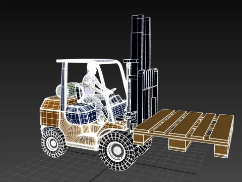Forklift with Driver 3D Model