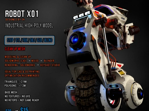 Robot X01 - Industrial High-Poly Base Mesh 3D Model
