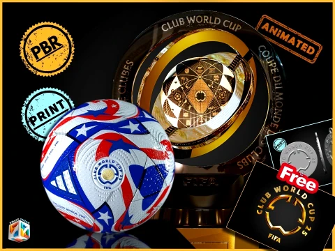 FIFA Club World Cup 2025 Trophy award N base -Animated-printable 3D Model