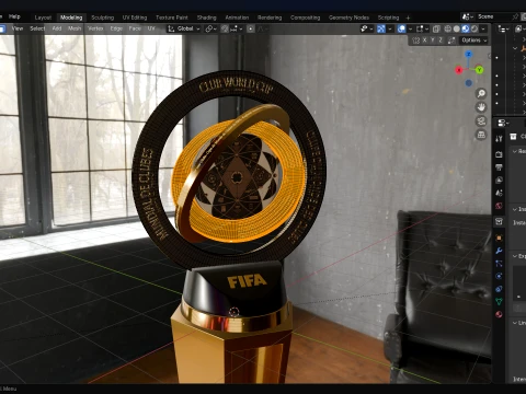 FIFA Club World Cup 2025 Trophy award N base -Animated-printable 3D Model
