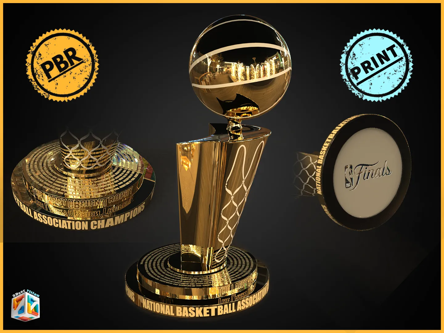 NBA Larry OBrien Championship newest Trophy - Cinematic - print 3D Model .c4d .max .obj .3ds .fbx .stl .blend