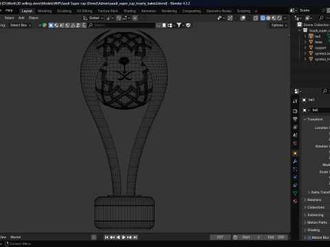 Saudi Super Cup trophy Award 3D Model