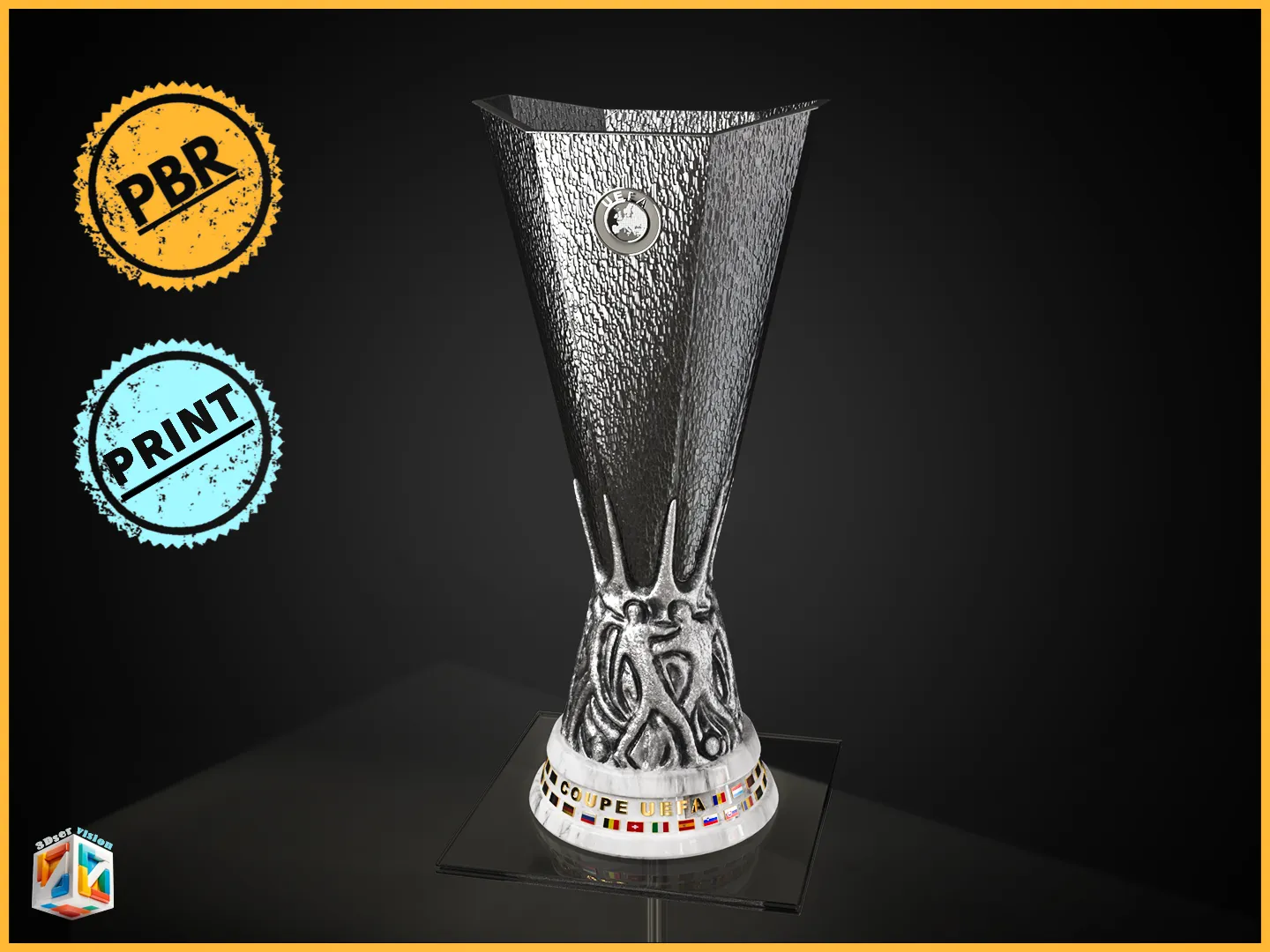 UEFA Europa league trophy award - Cinematic - 3D print 3D Model .c4d .max .obj .3ds .fbx .stl .blend 