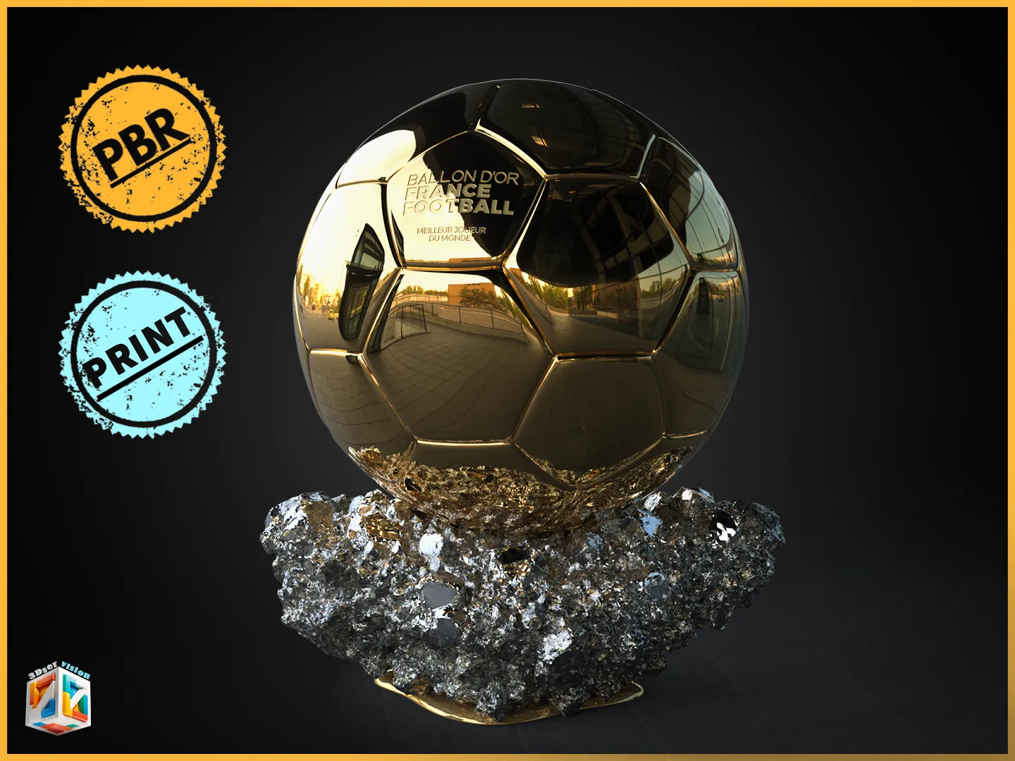 Ballon dOr France best football player - Cinematic and printable 3D Model .c4d .max .obj .3ds .fbx .stl .blend 
