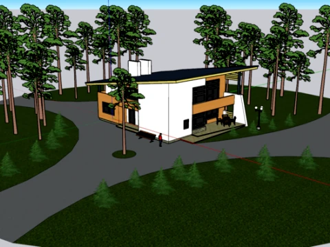 Modern cottage in sketchup 3D Model
