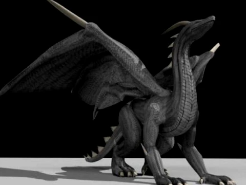 ブラックドラゴンの装備とゲーム準備完了 3Dモデル
